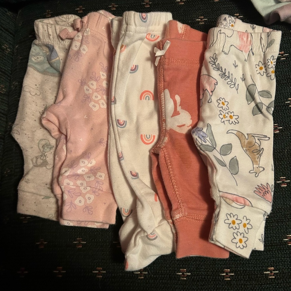 Set of Baby Pants in Pink and White